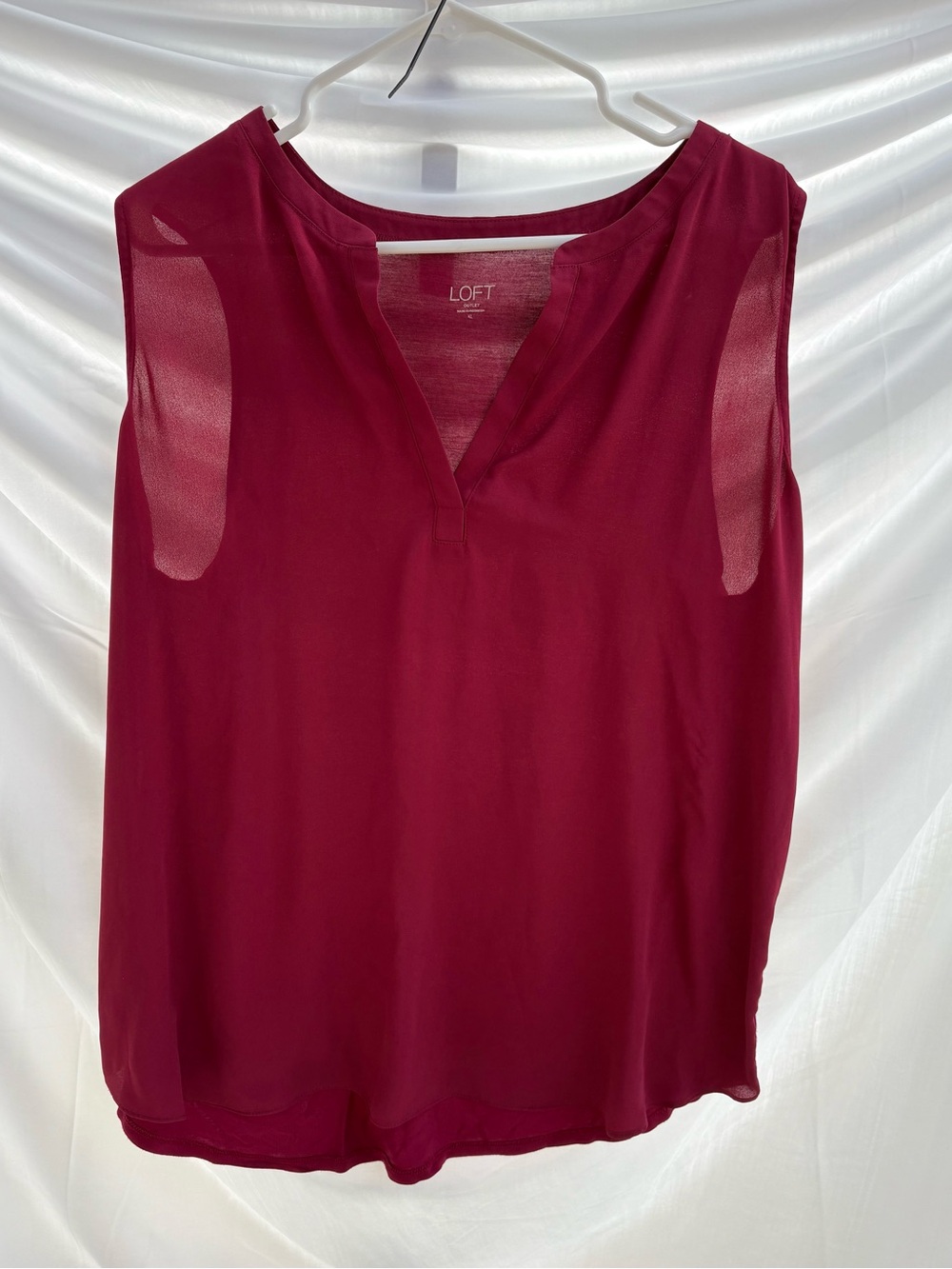 LOFT Sleeveless V-Neck Tank Top in Deep Berry - Picture 1 of 2